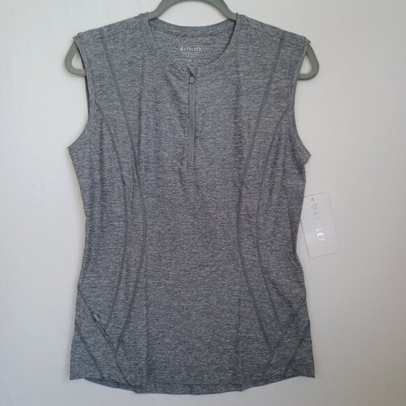 Athleta Tank Top Pacifica Illume UPF Gray Fitted 1/4 Zip Womens Medium NEW - Picture 2 of 13